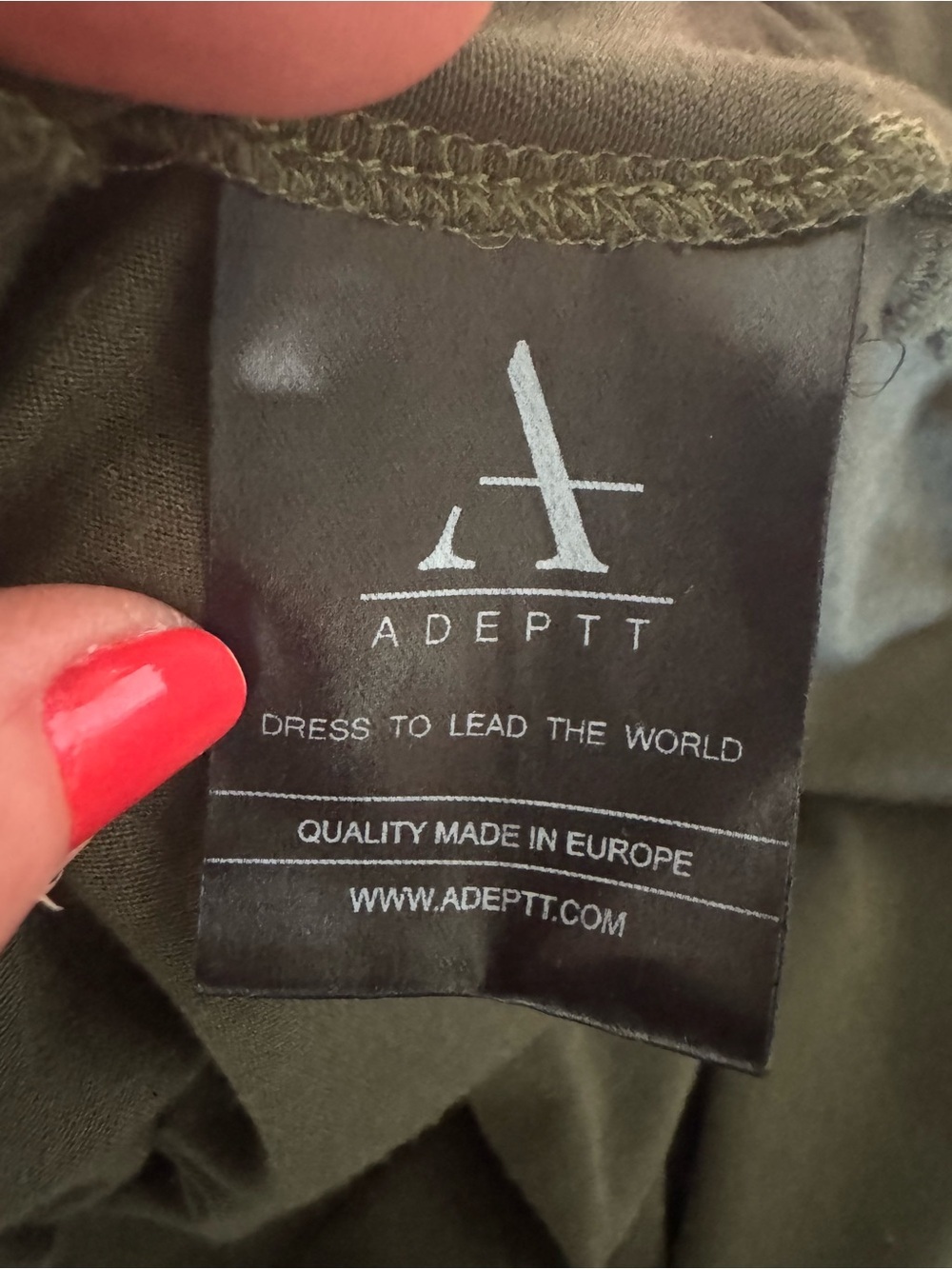ADEPTT Olive Green Swing Tunic Dress XL US 12 Viscose Oversized Pockets - Picture 6 of 8